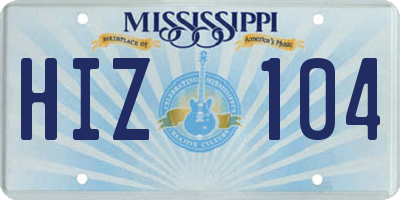 MS license plate HIZ104