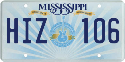 MS license plate HIZ106
