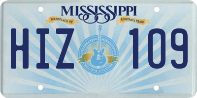MS license plate HIZ109
