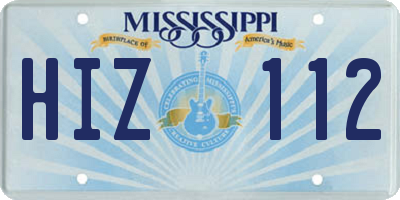 MS license plate HIZ112