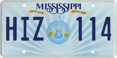 MS license plate HIZ114
