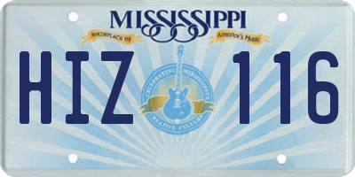 MS license plate HIZ116