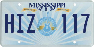 MS license plate HIZ117