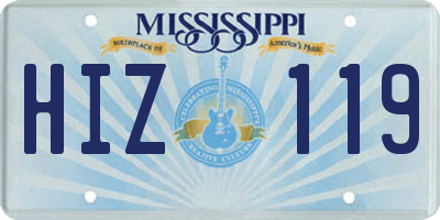 MS license plate HIZ119
