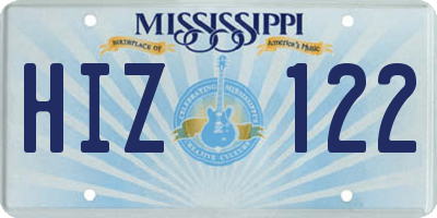 MS license plate HIZ122