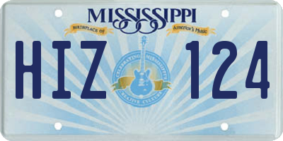 MS license plate HIZ124