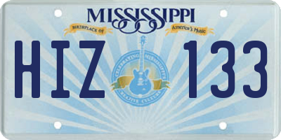 MS license plate HIZ133