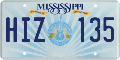 MS license plate HIZ135