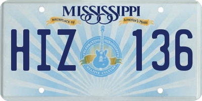 MS license plate HIZ136