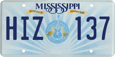 MS license plate HIZ137