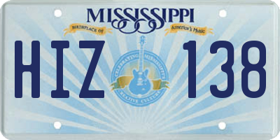 MS license plate HIZ138
