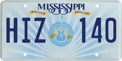 MS license plate HIZ140