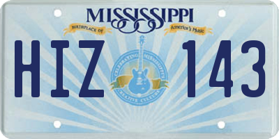MS license plate HIZ143