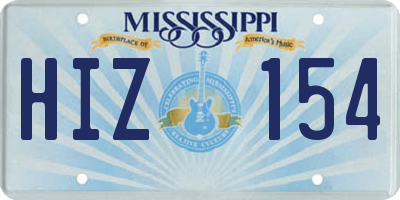 MS license plate HIZ154