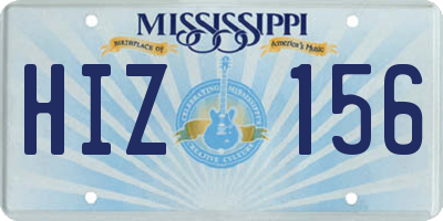 MS license plate HIZ156