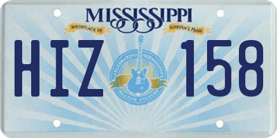 MS license plate HIZ158