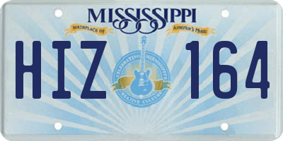 MS license plate HIZ164