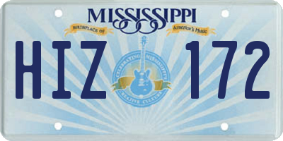 MS license plate HIZ172