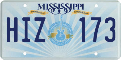 MS license plate HIZ173