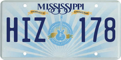 MS license plate HIZ178