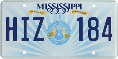 MS license plate HIZ184