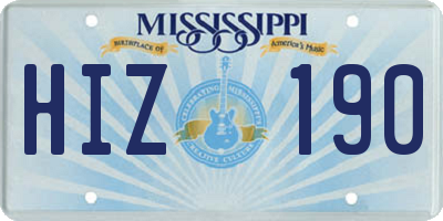 MS license plate HIZ190