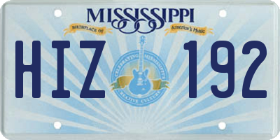 MS license plate HIZ192