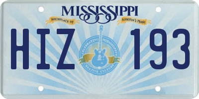 MS license plate HIZ193