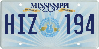 MS license plate HIZ194