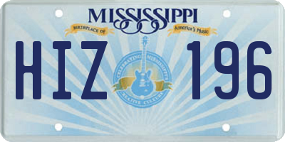 MS license plate HIZ196