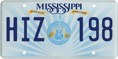 MS license plate HIZ198
