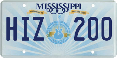 MS license plate HIZ200