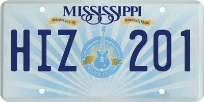 MS license plate HIZ201