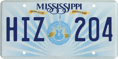 MS license plate HIZ204