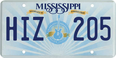 MS license plate HIZ205