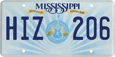 MS license plate HIZ206