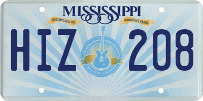 MS license plate HIZ208