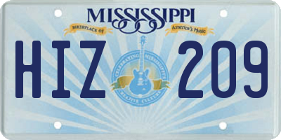 MS license plate HIZ209