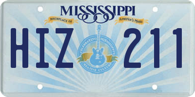 MS license plate HIZ211