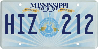 MS license plate HIZ212
