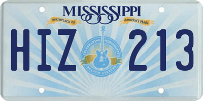 MS license plate HIZ213