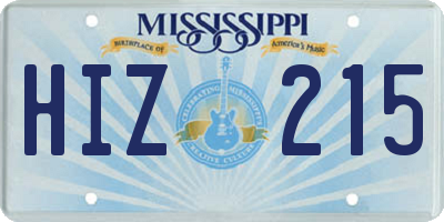 MS license plate HIZ215
