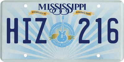 MS license plate HIZ216