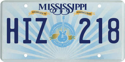 MS license plate HIZ218