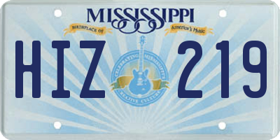 MS license plate HIZ219