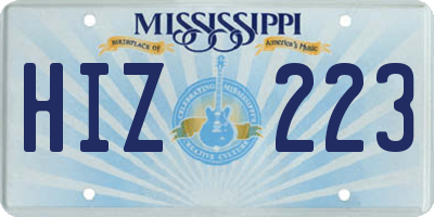 MS license plate HIZ223