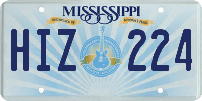 MS license plate HIZ224