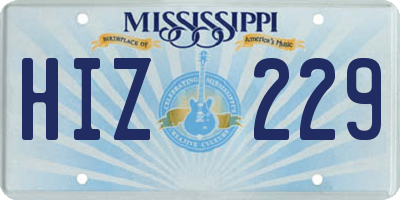 MS license plate HIZ229