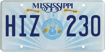 MS license plate HIZ230