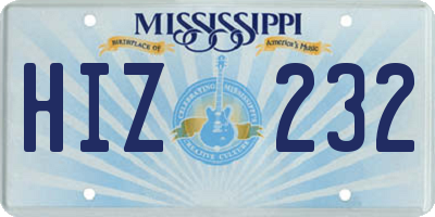 MS license plate HIZ232